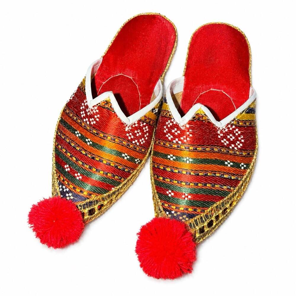 Vintage Turkish Handmade Leather Embroidered Children’s Slippers Aladdin